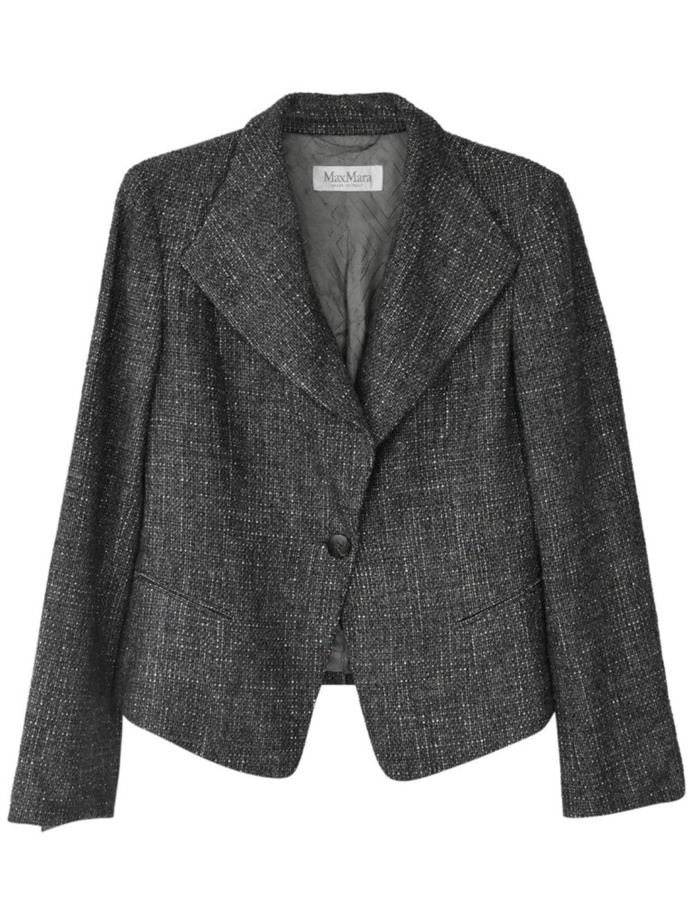 MAX MARA DARK GREY TWEED BLAZER JACKET